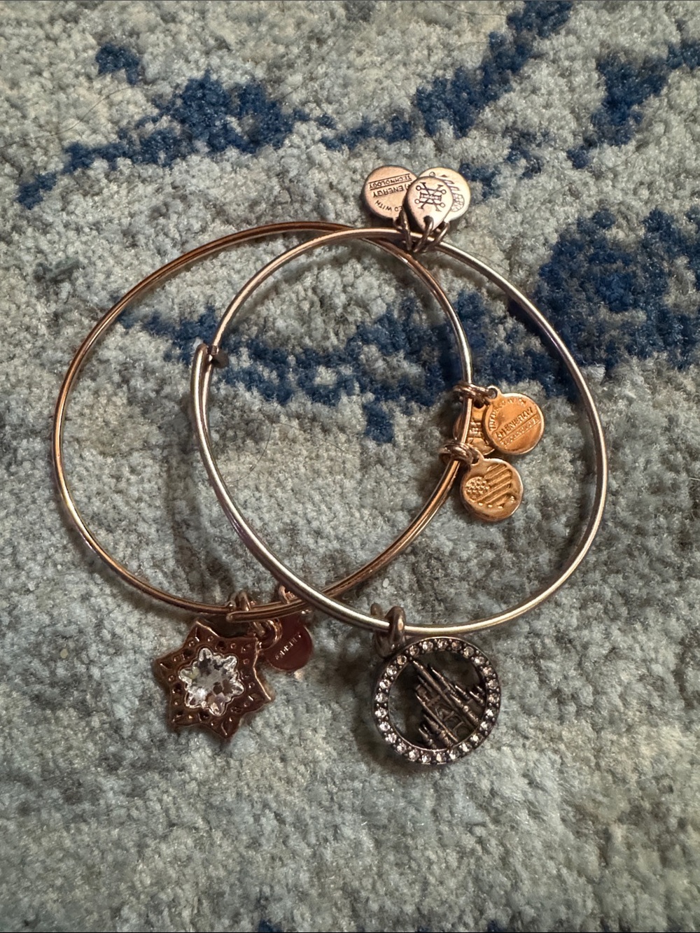 Alex and Ani Rose Gold Charm Bangle Bracelet Set - Disney Charms